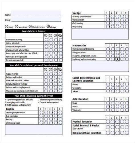 27 Report Homeschool First Grade Report Card Template Maker By