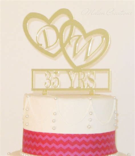 Anniversary Monogram Hearts Cake Topper For By Milancreations