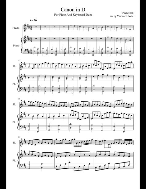 Canon in c major no. Canon in D sheet music for Flute, Piano download free in ...