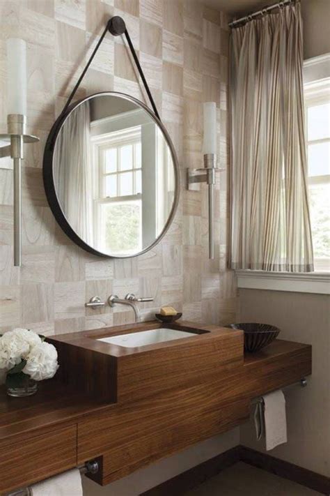 Modern Round Hanging Wall Mirror Over Sink Wall Ideas For Vanity