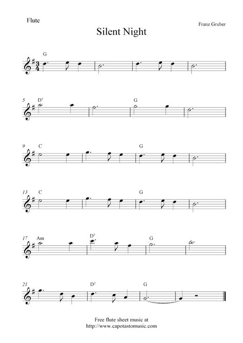 Easy Sheet Music For Beginners Silent Night Free Christmas Flute