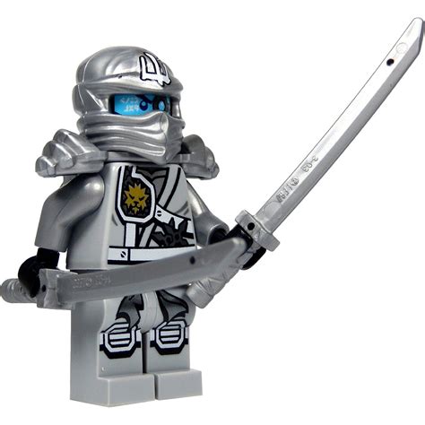 Lego Ninjago Zane Minifigure Titanium Silver Ninja And Two Katana