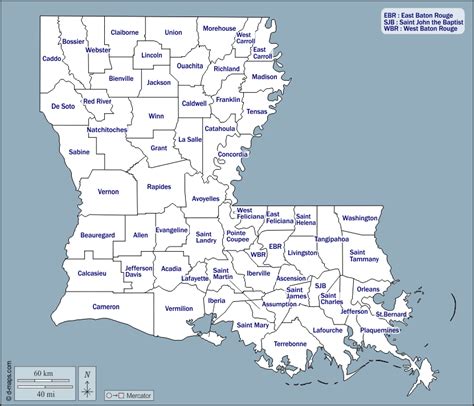 Louisiana Map With Parishes Images Blank Paul Smith