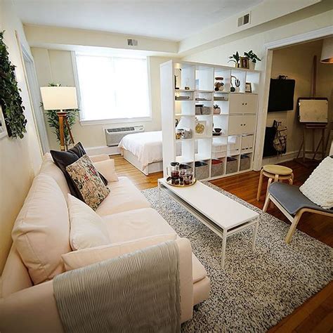 Spotted on design sponge, a simple ikea shelf serving as a small space desk (with a little help from the windowsill, and a little extra storage from the raskog cart parked underneath). 36 The Best Studio Apartment Layout Design Ideas - HMDCRTN ...