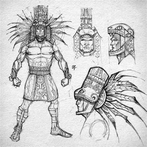Pin By Mike On Art Mayan Art Warrior Drawing Aztec Art
