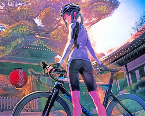 Anime Girl With Bicycle Paint By Numbers Paint By Numbers