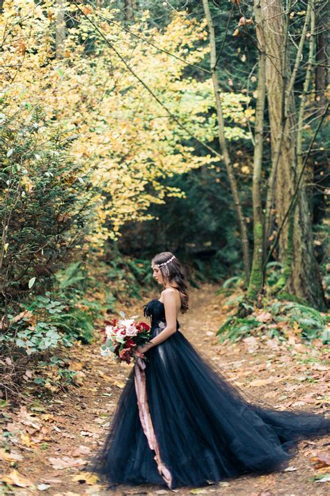 Woodland Nymph In A Black Wedding Dress 14 Black Wedding Dresses
