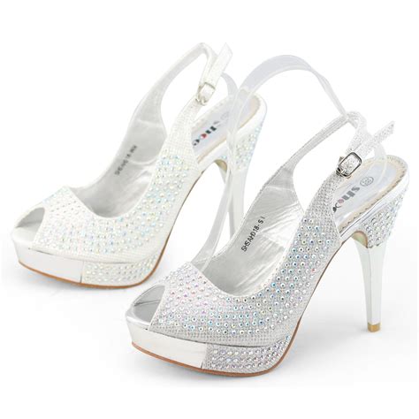 Shoezy Womens Red Diamante Platform Wedding Bridesmaid Evening Dress Heels Shoes Ebay