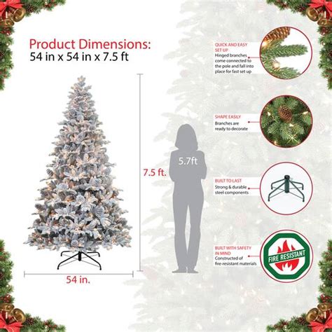 75ft Pre Lit Flocked Vermont Pine Artificial Christmas Tree Clear