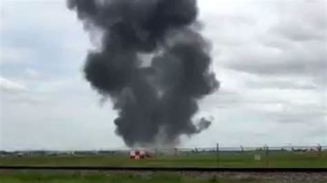 Pilot Ejects From Burning F 16 Jet At Ellington Airport In