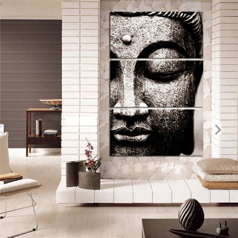 Framed 3pcs Abstract Gray Buddha Modern Home Decor Canvas