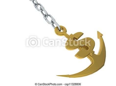 Golden Anchor Rendered Artwork With White Background Canstock
