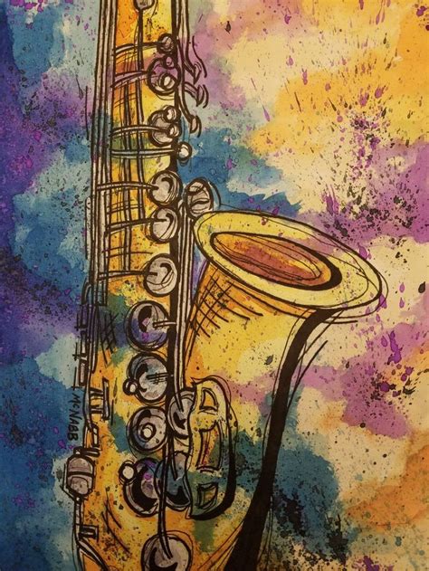 Abstract Jazz Saxophone Wstercolor Painting By Mcnabb Music