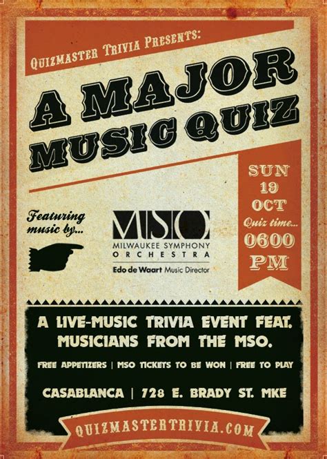 But if you lack that, you might terribly fail the quiz. Bach to Basics! A Major Music Quiz is Sun. Oct 19th! - Quizmaster Trivia: Drink While You Think...
