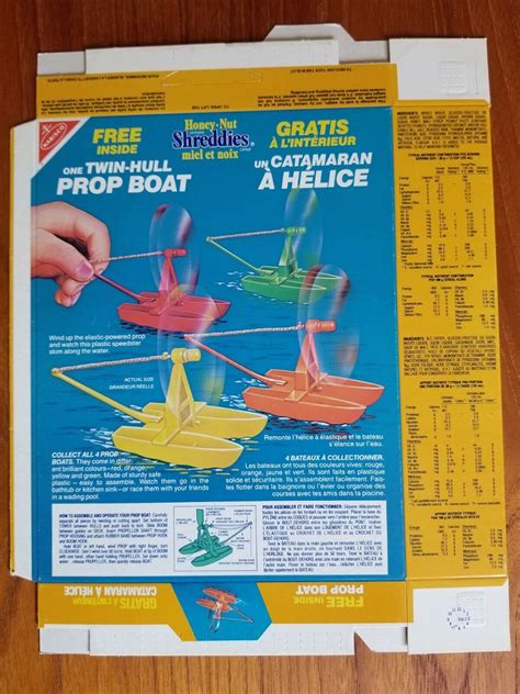 1980s Vintage Twin Hull Prop Boat Honey Nut Shreddies Cereal Box