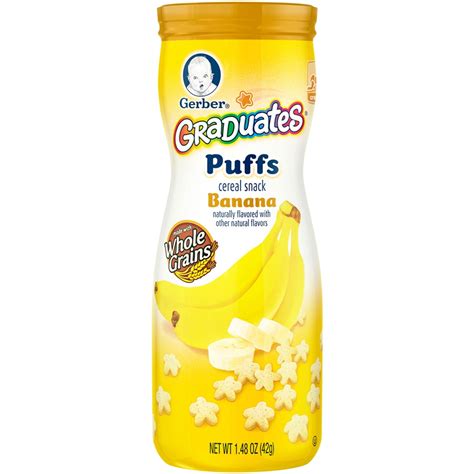 Sprout organic baby food, stage 2 snacks, carrot mango and apple kale plant power baby puffs variety pack, 1.5 oz canister (6 count) 1.5 ounce (pack of 6) 4.6 out of 5 stars 469 Gerber Graduates Puffs 1 48 Oz Banana Cereal Snack Baby