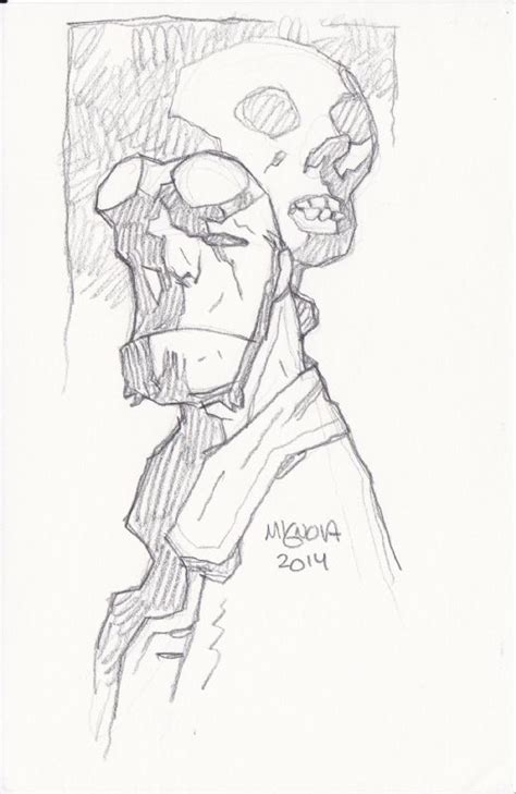 Hellboy With Skull By Mike Mignola Sold Comic Art Mike Mignola