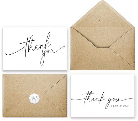 Thank You Cards With Kraft Envelopes And Matching Stickers