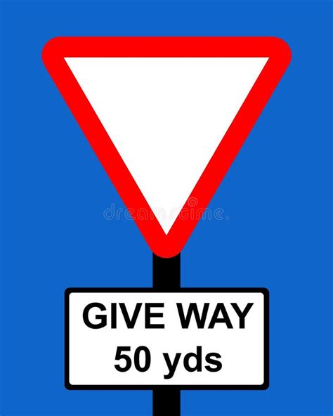 Warning Triangle Distance To Give Way Sign Ahead Stock Illustration