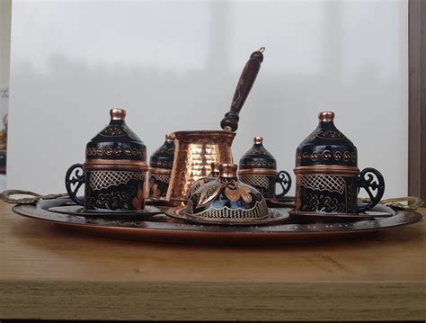 Turkish Coffee Copper Cup Mug Set Of 6luxury Turkish Ottoman Etsy