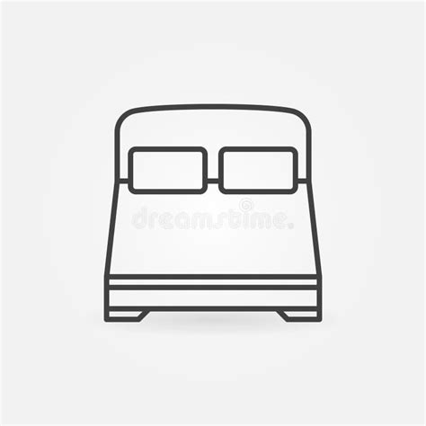 Modern Double Bed Outline Vector Concept Icon Stock Vector