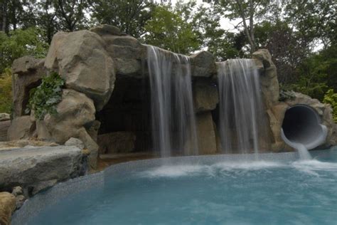 Waterfalls For Pools Slide And Big Waterfall Stone Design Flintstone