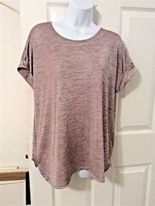 I Jeans By Buffalo Womens Short Sleeve Top Light Brown Taupe Metallic