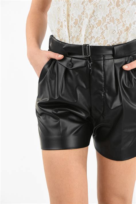 Maison Margiela Mm0 Faux Leather Shorts With Belt Women Glamood Outlet