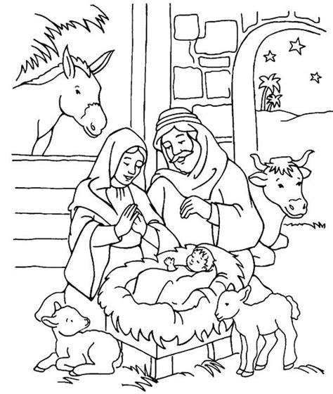 Scenery of Nativity in Jesus Christ Coloring Page | Color Luna | Nativity coloring pages