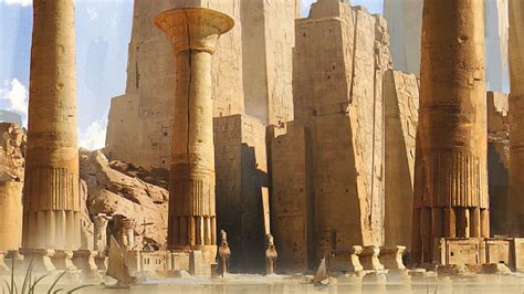 Hd Wallpaper Fantasy Ruin Columns Egyptian Temple Wallpaper Flare