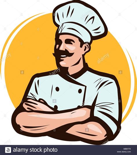 Cook Chef Logo Or Label Restaurant Concept Cartoon Vector Illustration
