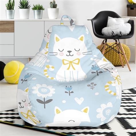 These accents complement nicely with the patterned woven room rug in adding touches of bohemian décor. Floral Kitten Cat Pattern Print Bean Bag Cover | Bean bag ...
