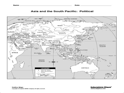 Asia And The South Pacific Political Map Organizer For 5th 12th