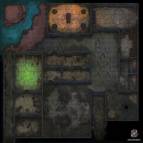 OC Art Dungeon Crypt Battle Map 30x30 R DnD