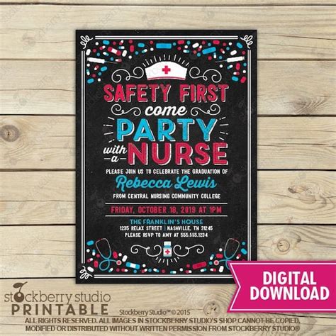 Nurse Graduation Invitation Printable Nurse Graduation Party Etsy