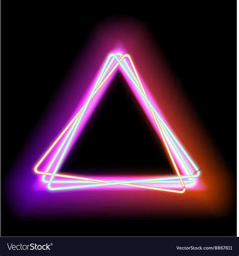 Lowing Electric Triangle Neon Lamp Royalty Free Vector Image