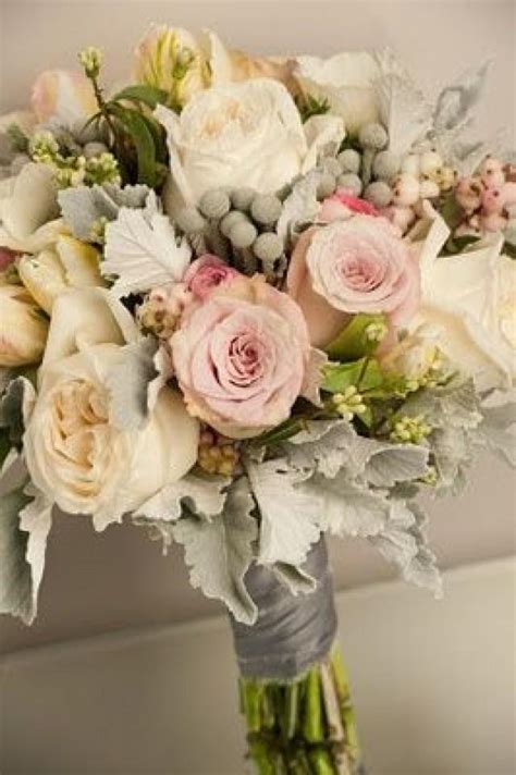 Bouquet Flower Pink Grey And Cream Wedding Bouquet 2368253 Weddbook