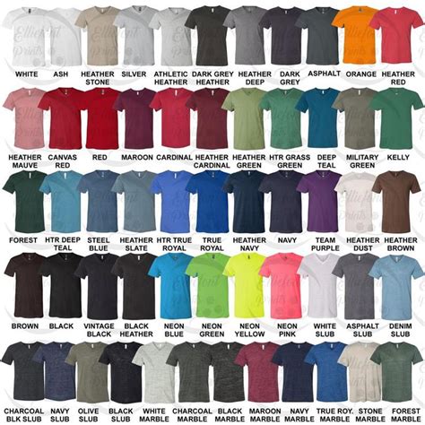 Bella Canvas 3005 Color Chart Unisex Jersey Tshirt Color Chart Etsy Rhinestone Tees Tshirt