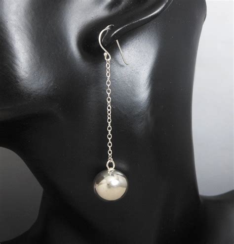 Silver Drop Ball Earrings 14mm Ball Earrings Sup Silver Sup Silver