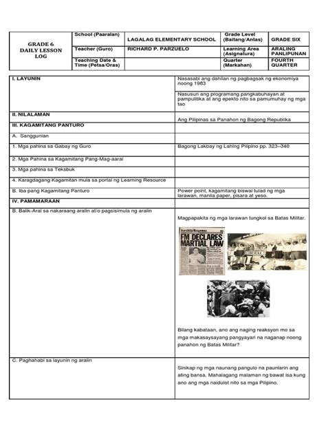 Detailed Lesson Plan Araling Panlipunan Grade 7 Banghay Aralin Mobile