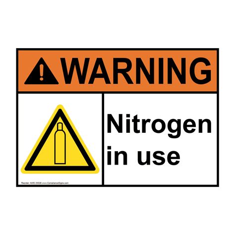 Warning Sign Nitrogen In Use Ansi Hazmat