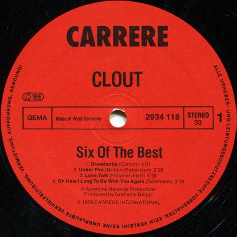 Виниловая пластинка Clout Six Of The Best D страна производства