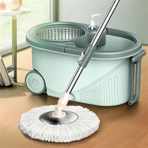 Tebru 360° Rotating Spin Mop Microfiber Mop Head Bucket Dry Wet Floor