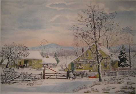 Currier And Ives Lithograph New England Winter Scene Lot 307