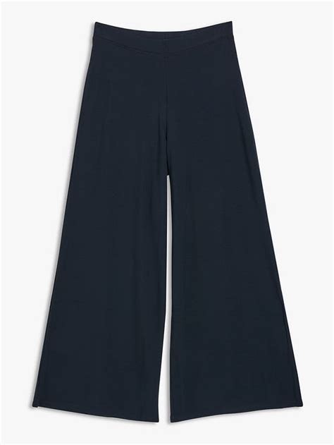 John Lewis Jersey Wide Leg Trousers Navy At John Lewis And Partners
