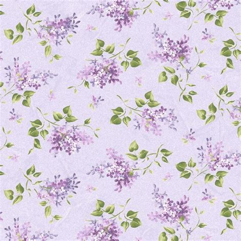 Purple Flowers And Green Leaves On A Light Blue Background With