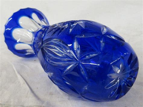 Sold Price Vintage Bohemian Czech Cobalt Blue Hand Cut Clear Lead Crystal Glass Vase 7 H Ec