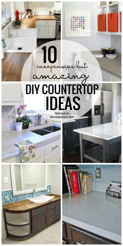 So many great ideas out there. Remodelaholic | 10 Inexpensive but Amazing DIY Countertop ...