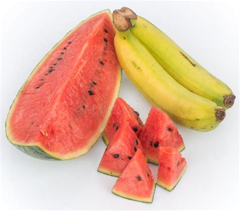 Watermelon And Banana Are Fruits Cool Effects Stock Photo Image Of
