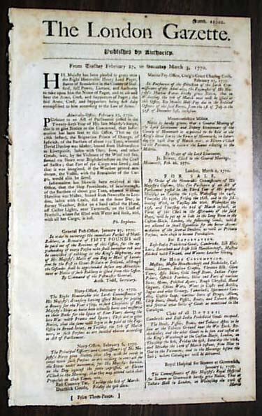 Worlds Oldest Newspaper 1770 Gazette 235 Years Old